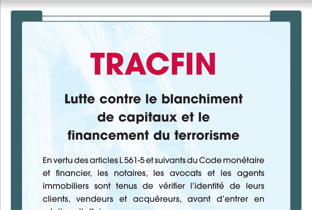 Affiche TRACFIN agence immobilière